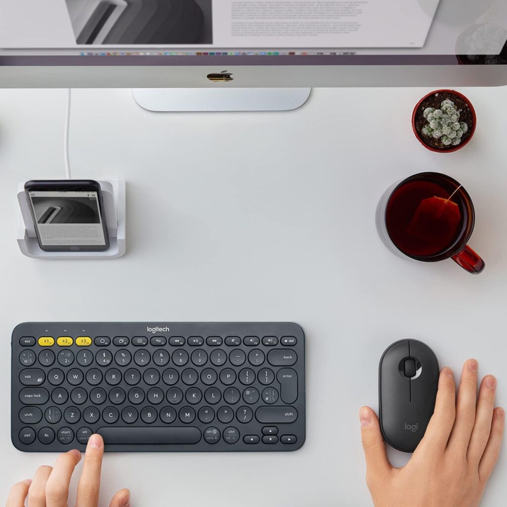 Logitech K380 Multi-Device Bluetooth Keyboard – Windows, Mac, Chrome OS, Android, iPad, iPhone, Apple TV Compatible – with Flow Cross-Computer Control and Easy-Switch up to 3 Devices – Dark Grey